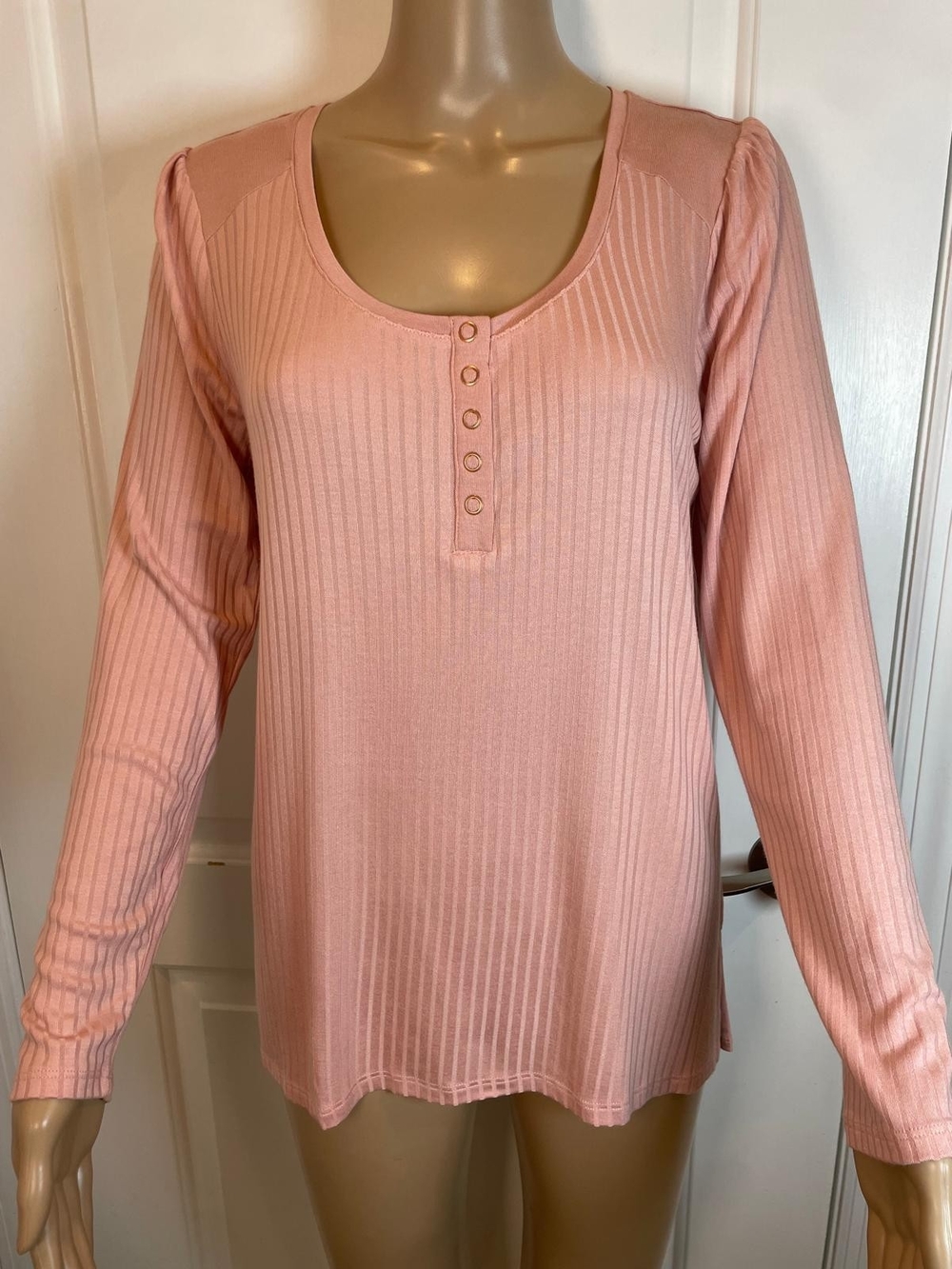 Matilda Jane Dusty Rose Ribbed Henley Long Sleeve